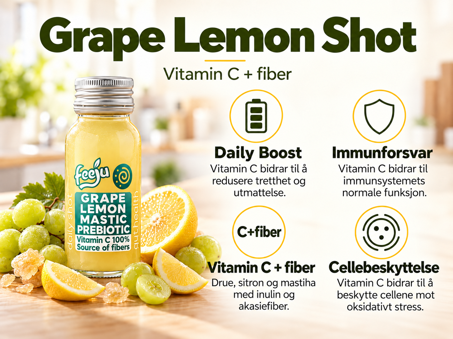 Grape Lemon Shot · Daily Boost · Vitaminer og næringsstoffer