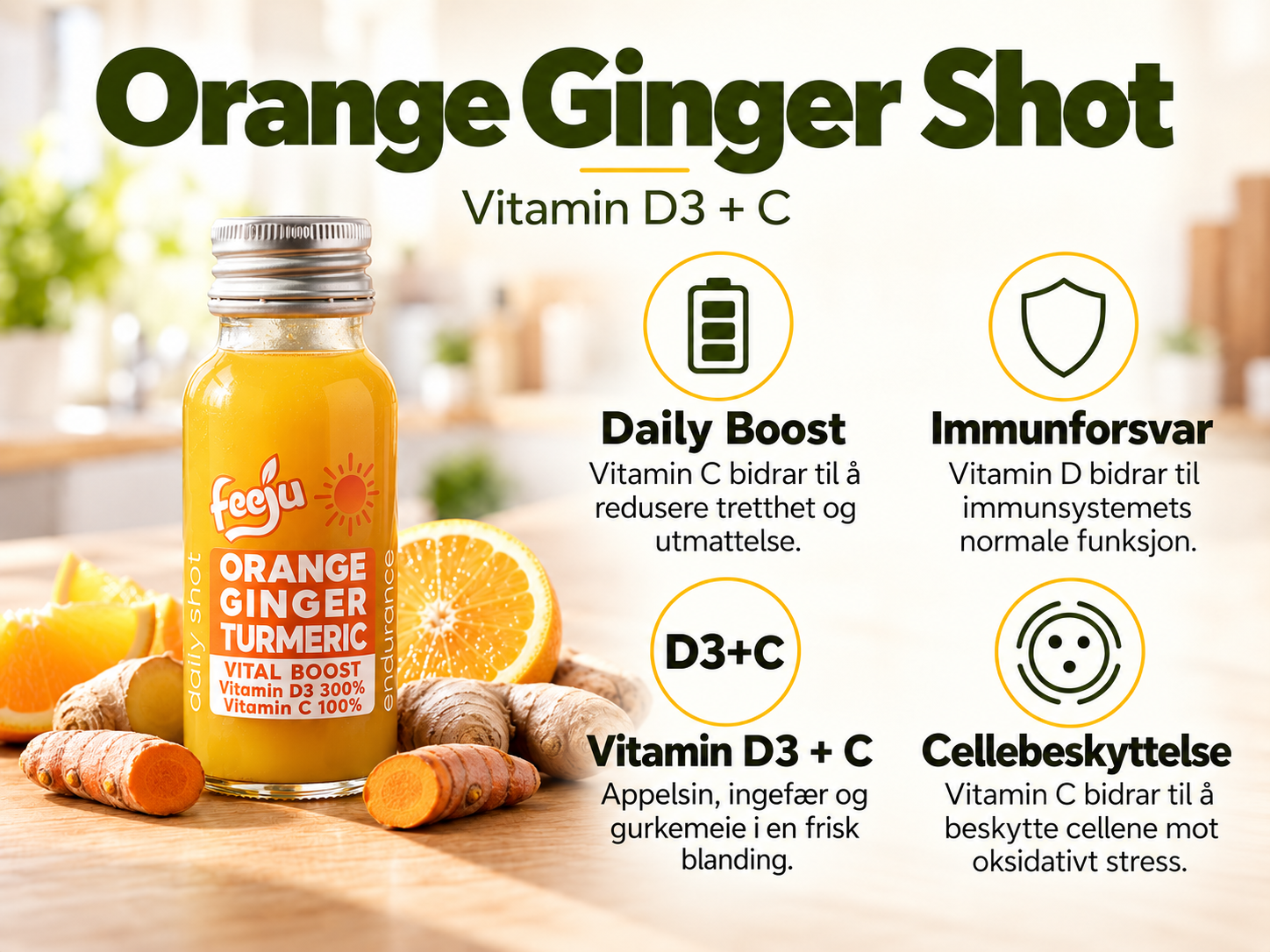 Orange Ginger Shot · Daily Boost · Vitaminer og næringsstoffer